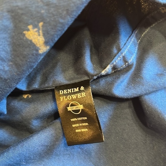 Denim & Flowers dog navy SS button shirt with contrasting cuff and buttons - Picture 6 of 9
